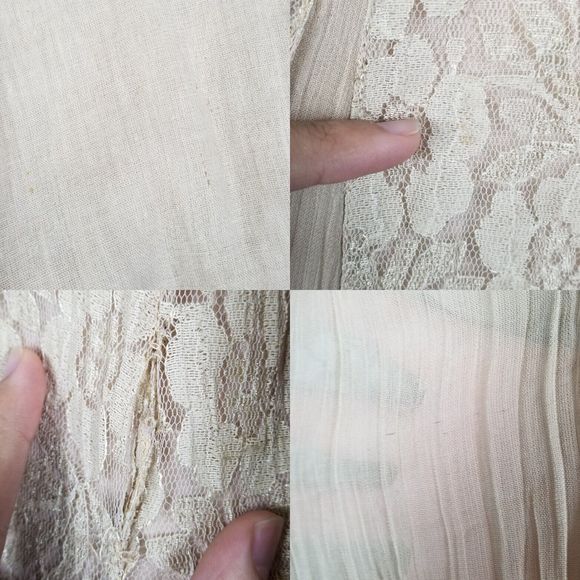Avant Garde VTG 80s Bohemian Cottage Floral Lace Beige Flowy Rayon Dress Size M - Picture 16 of 16